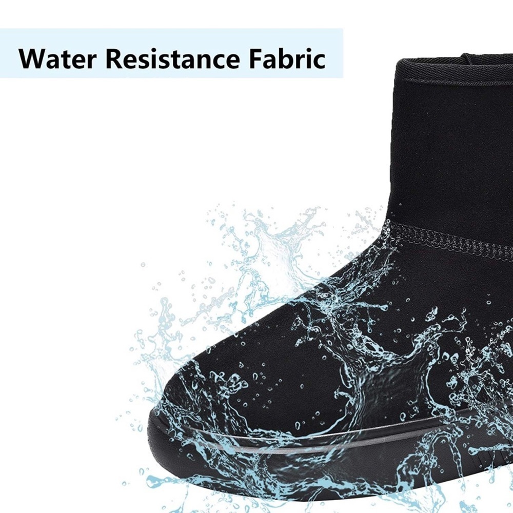 New Womens Winter Fur Lined Suede Ankle Snow Boots Black​ - Picture 3 of 7